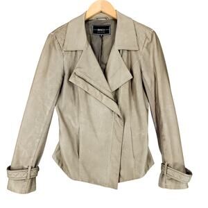 BNCI M Faux Leather Moto Jacket Women Beige‎ Tan Biker Coastalcowgirl Western